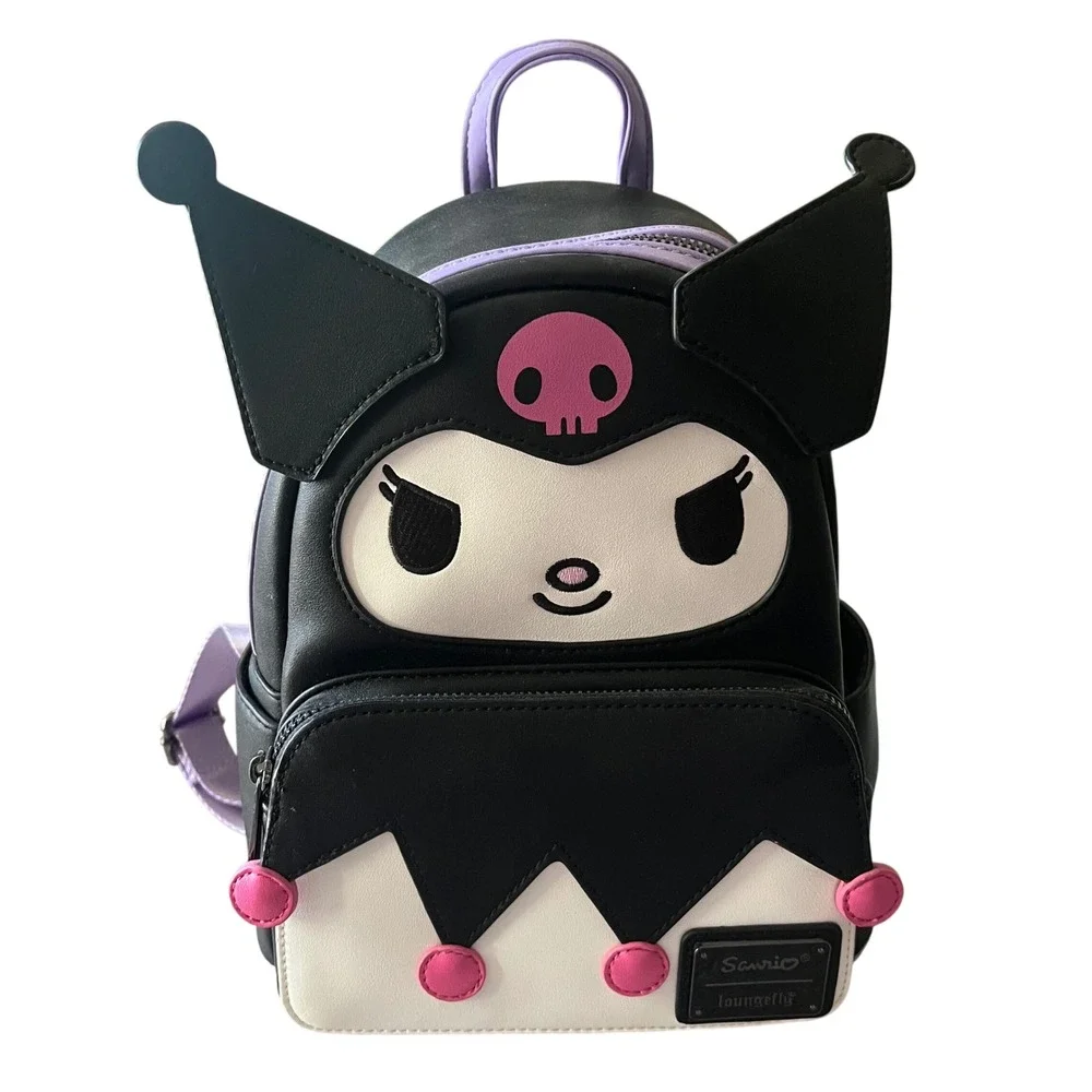 Loungefly Sanrio Kuromi Cosplay Mini Backpack Black Purple Skull‎ 3D Ears Tail